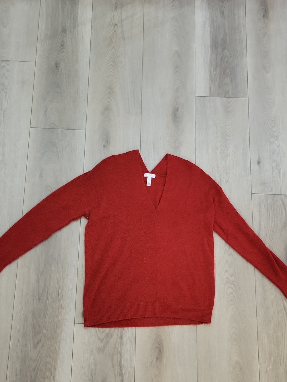 Leith Red V‑Neck Women's Sweater